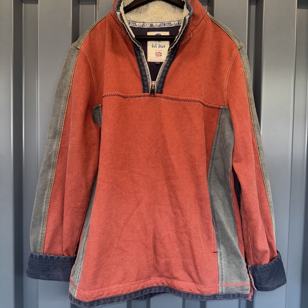 Fat Face Sweatshirt Mens M Iconic Airlie 1/4 Zip Pullover Heavyweight